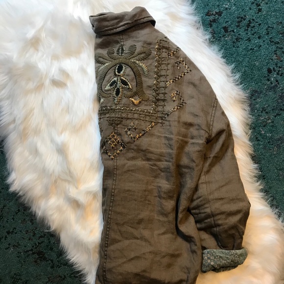 Free People Rugged Olive Embroidered Utility Coat - Picture 8 of 8